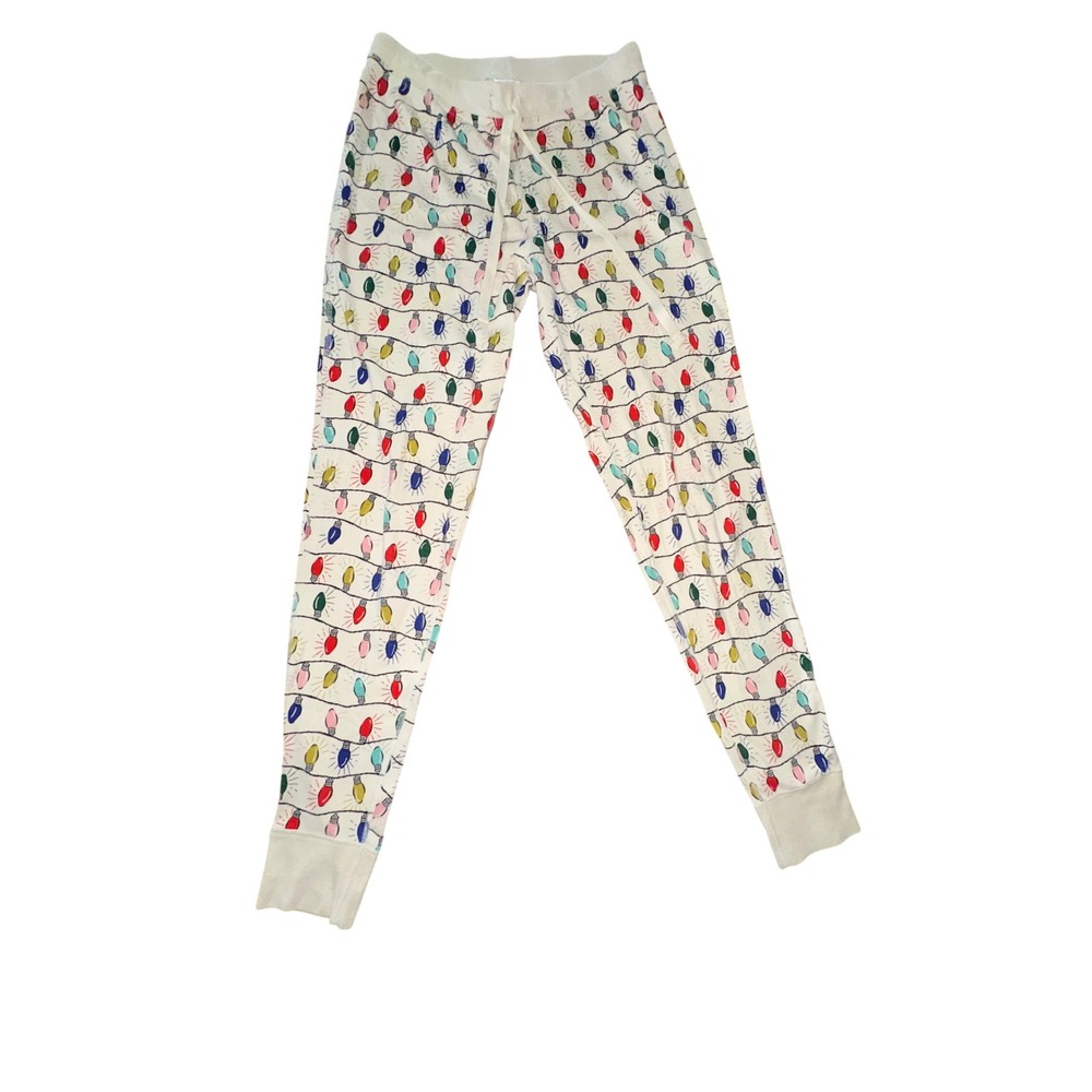 Hanna Andersson Women Christmas Light Bulb Organic Cotton Pajama Joggers Small